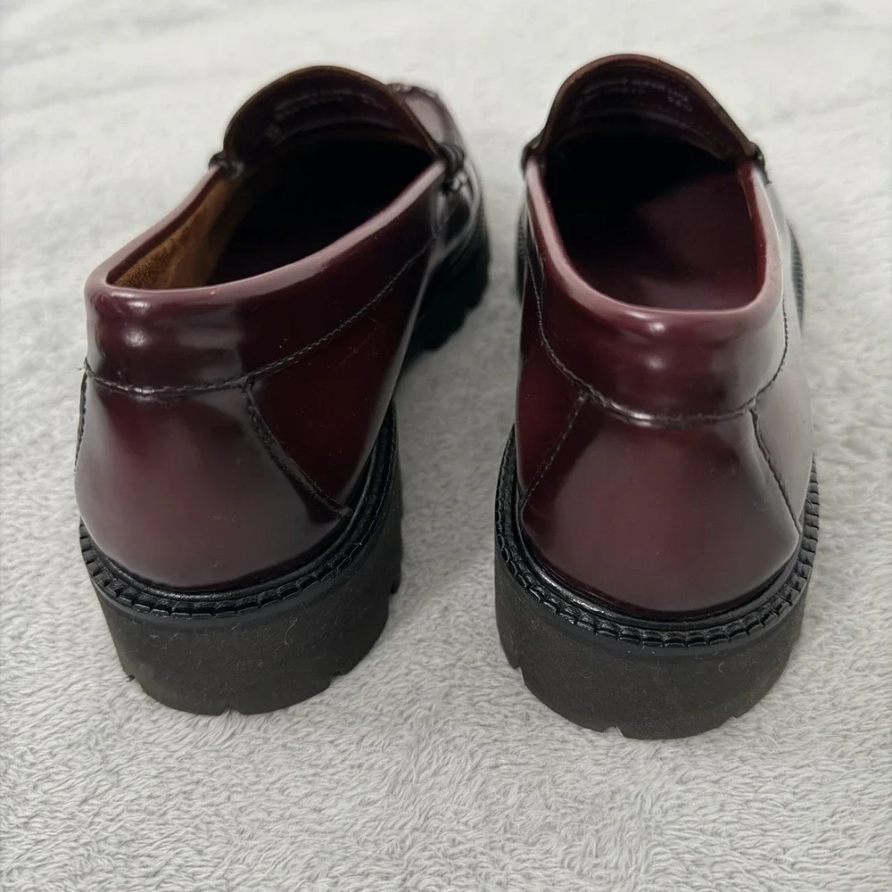 G.H. Bass Weejuns Whitney Super Lug Penny Loafers Wine Leather Womens US 9.5 M